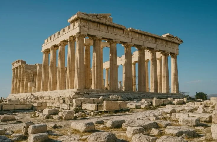 El Partenón en la Acrópolis de Atenas bajo un cielo despejado